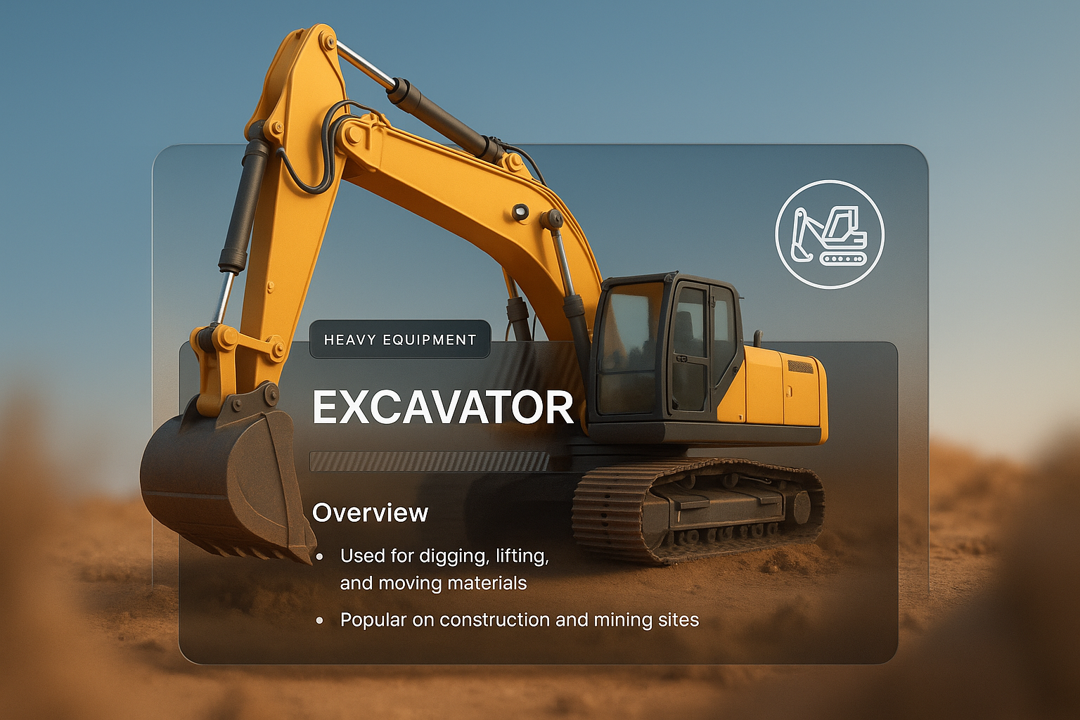 Stylish 3D Excavator Design with Overlay Details