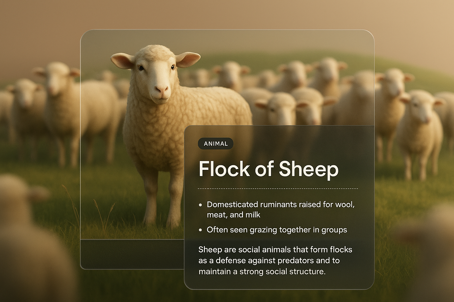 3D Illustration of a Flock of Sheep in Natural Setting