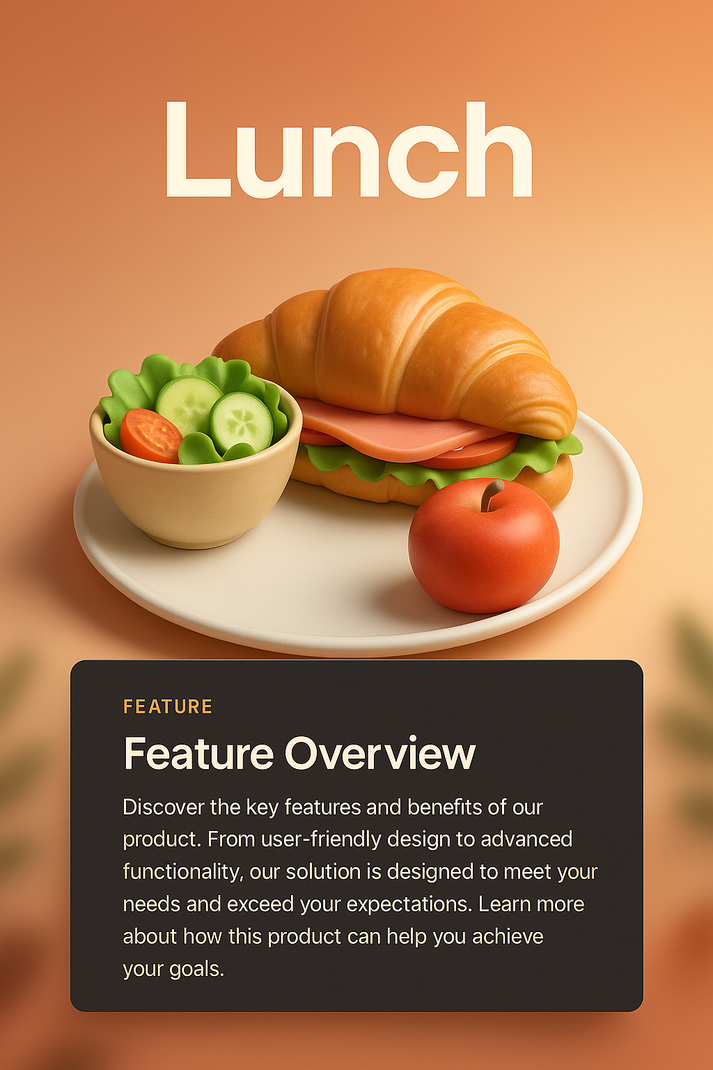 3D Design Lunch Page with Feature Overview