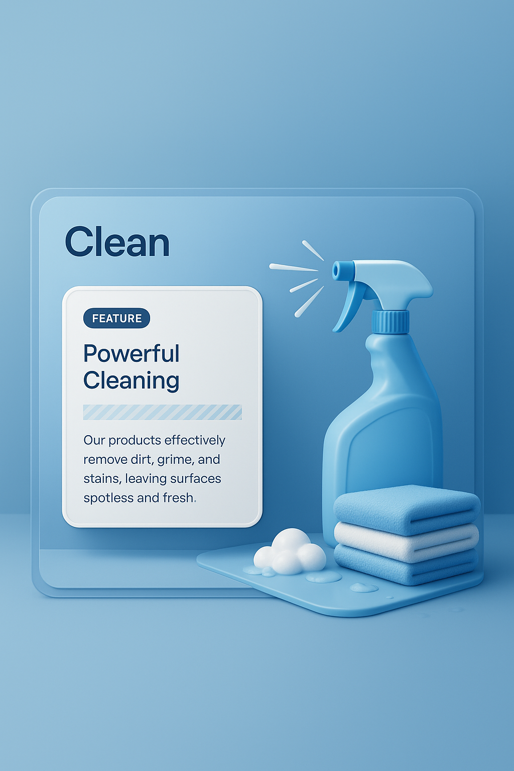 3D Web Page Design Featuring Powerful Cleaning Products