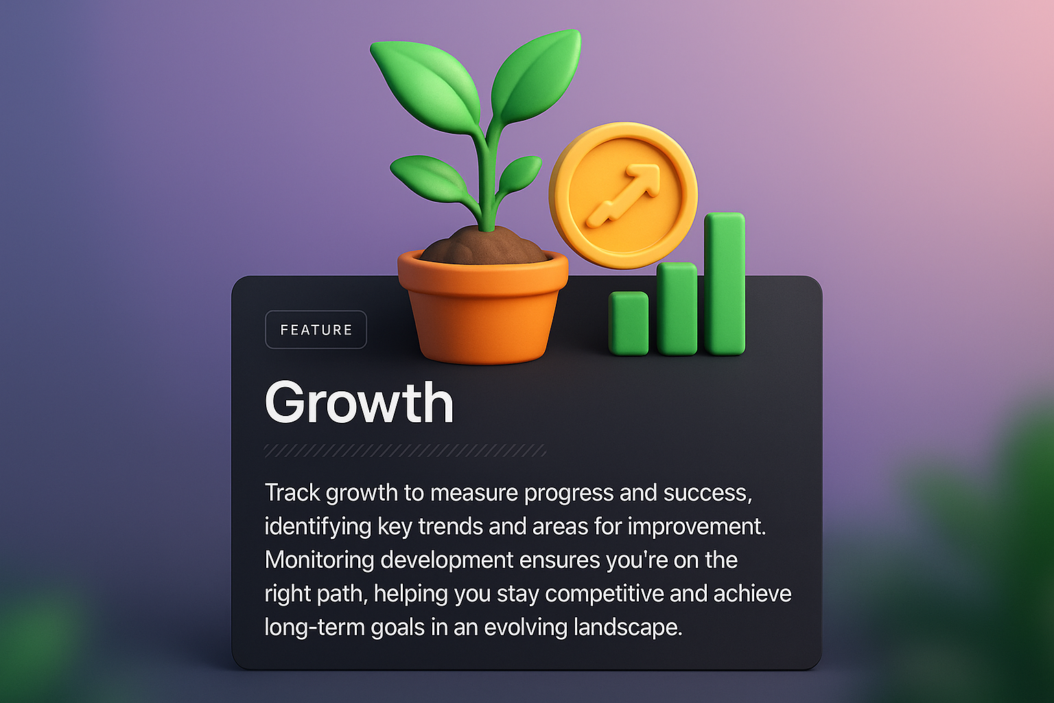 3D Growth Illustration with Unique Design Elements