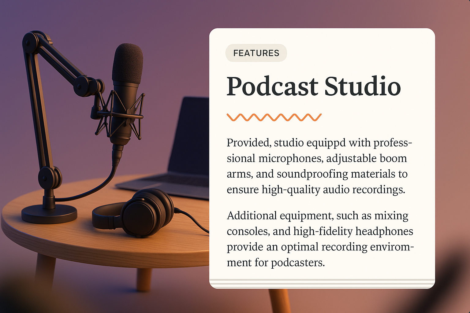 Podcast Studio with Professional Equipment and Features