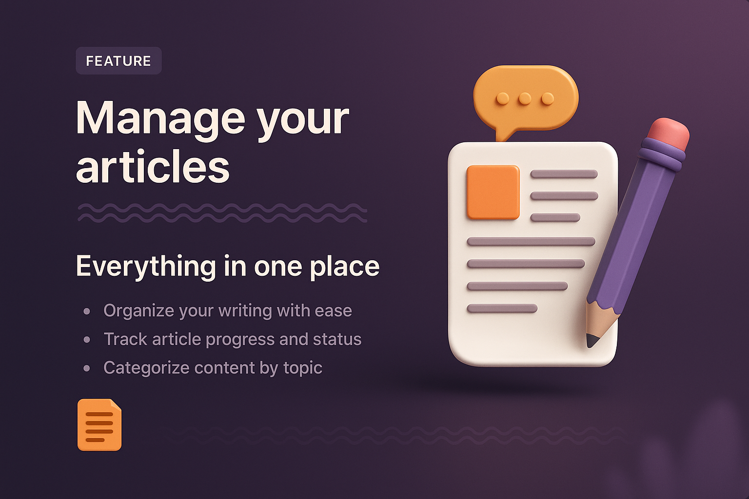 3D Landing Page Design Featuring Article Management