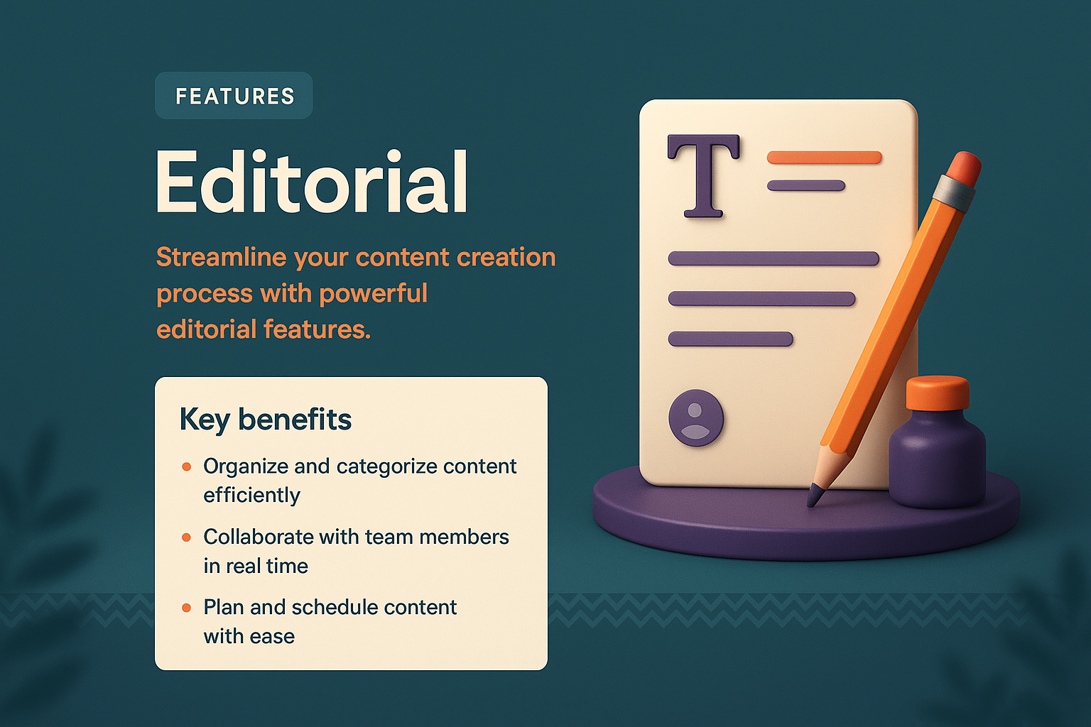 3D Illustration Landing Page Design for Editorial Features