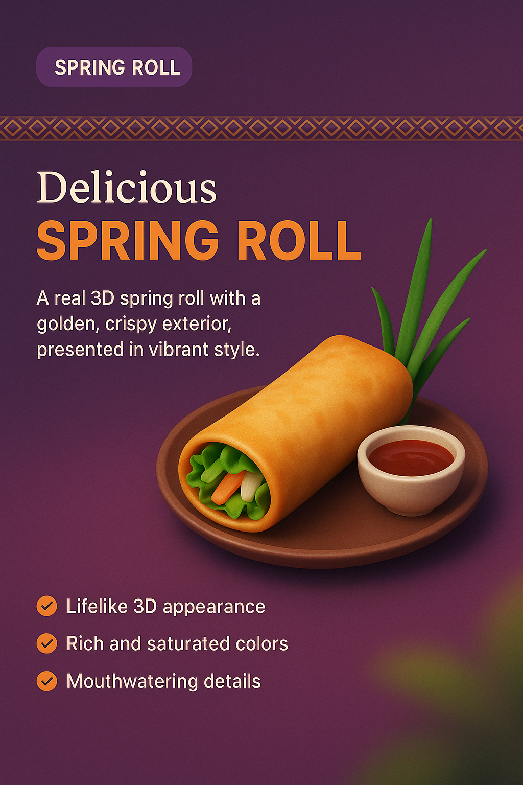 Vibrant 3D Spring Roll Landing Page Design