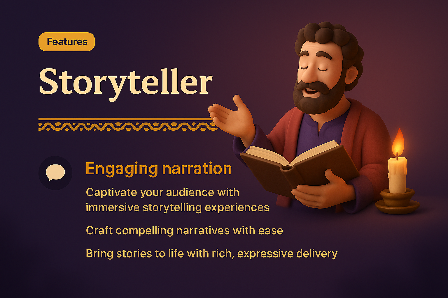 3D Illustration Landing Page for Storytelling Features