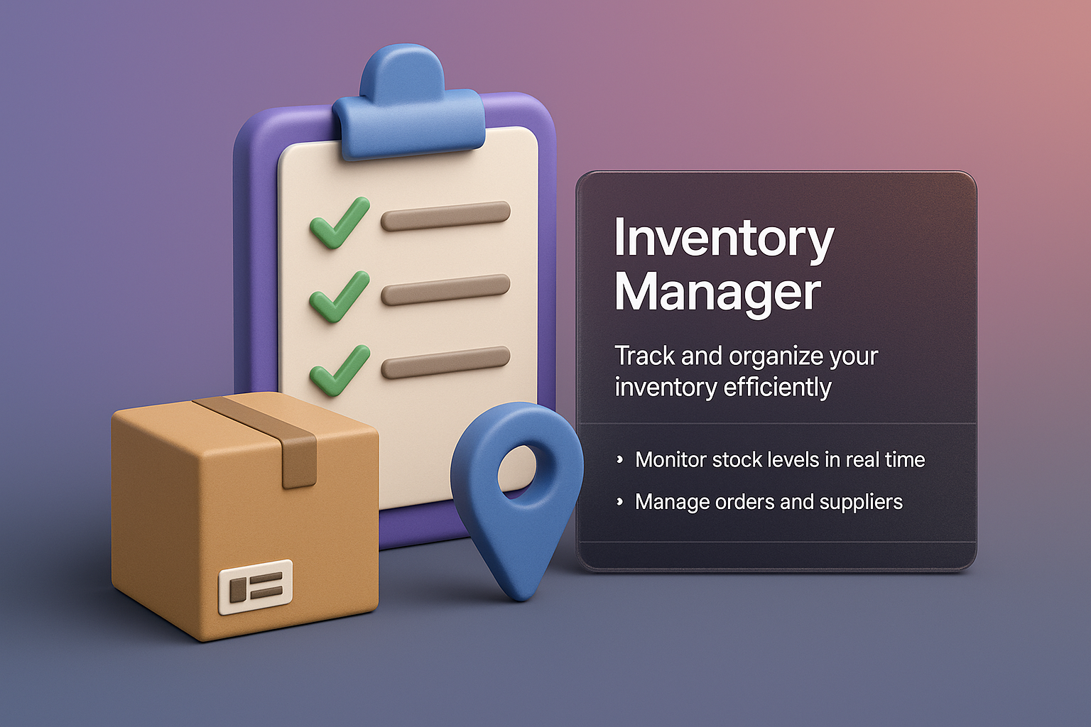 3D Inventory Manager Design with Organizing Elements