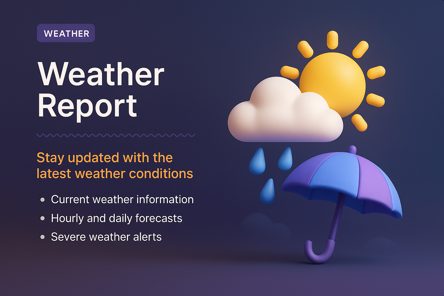 3D Weather Report Illustration with Features Highlights
