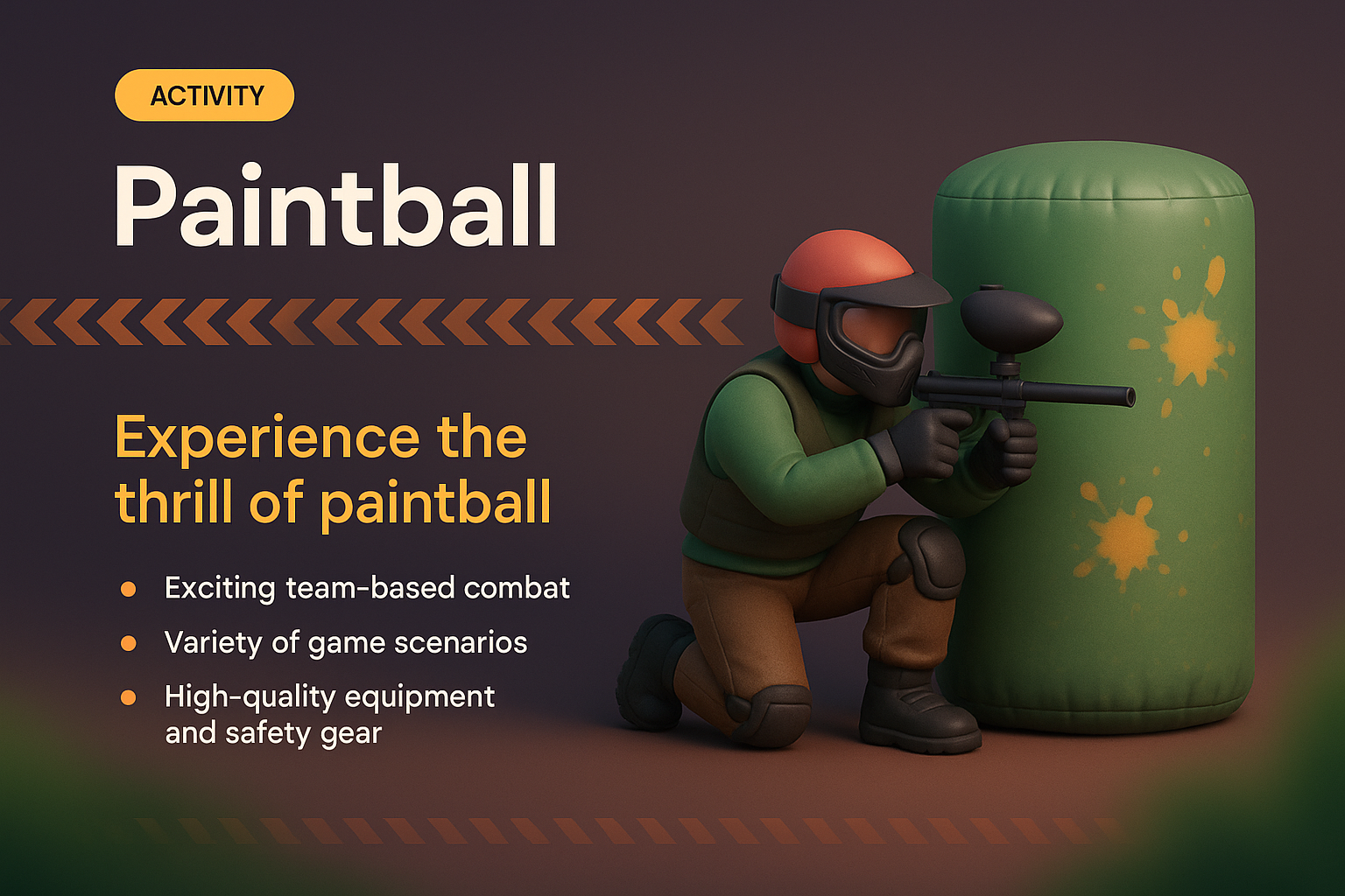 Dynamic Paintball Landing Page Design with 3D Illustration