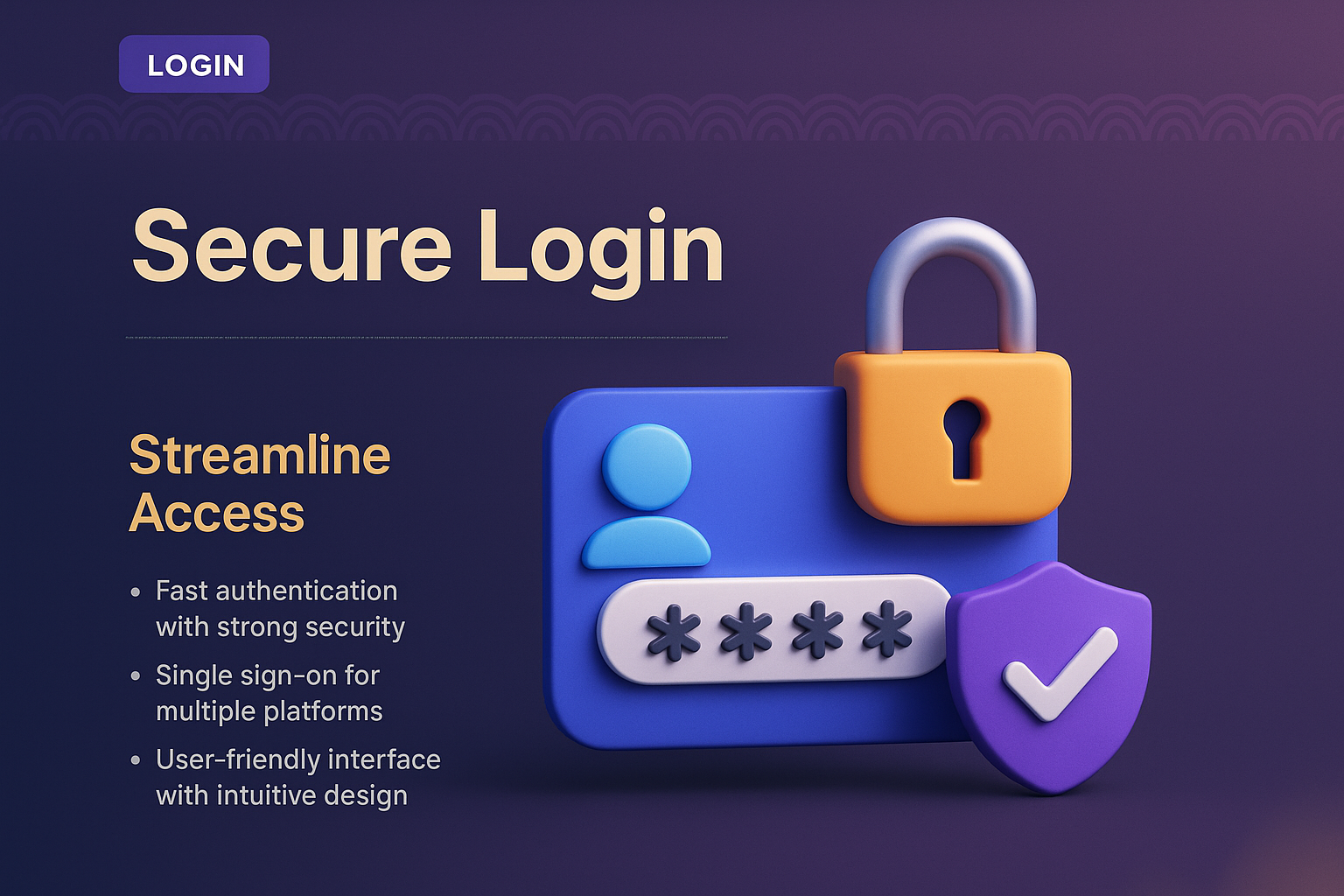 3D Illustration of Secure Login with Intuitive Design