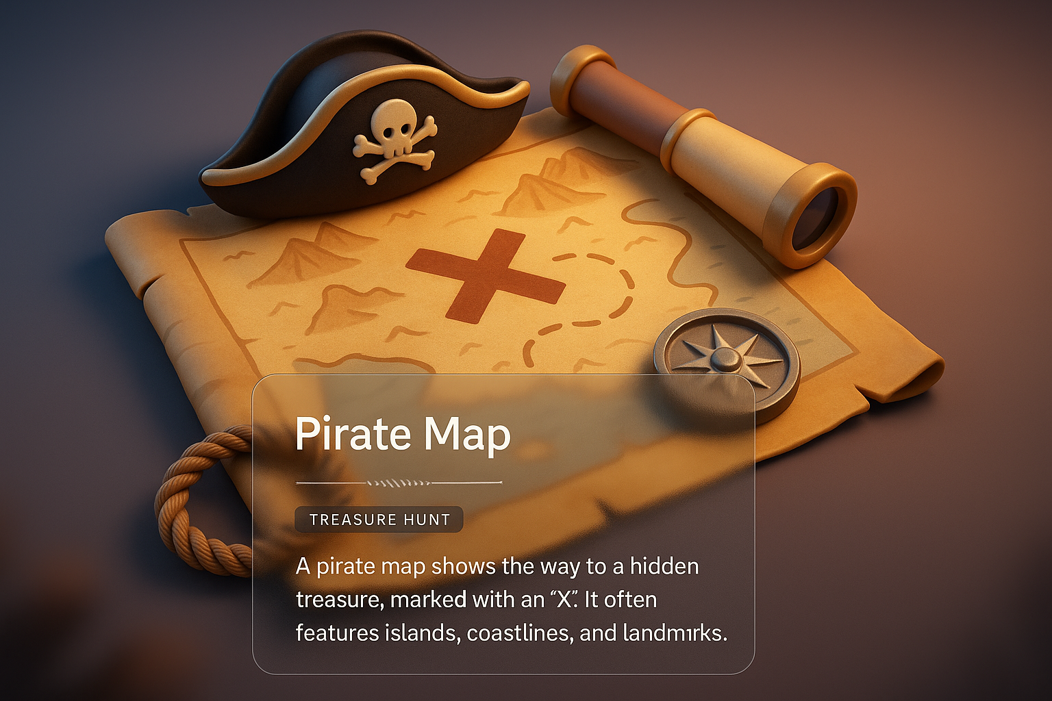 Detailed Pirate Map Illustration for Treasure Hunt Theme