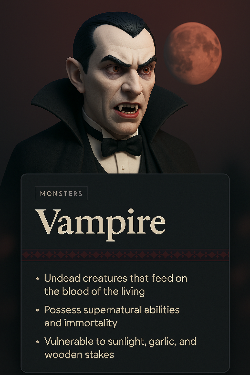 3D Vampire Themed Web Page Design with Dark Elements
