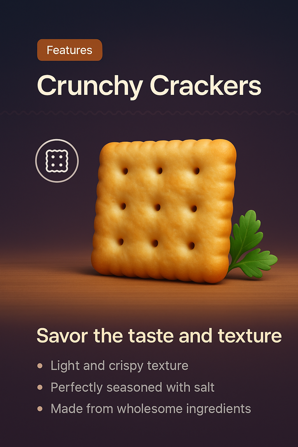 Landing Page Design for Crunchy Crackers with 3D Illustration