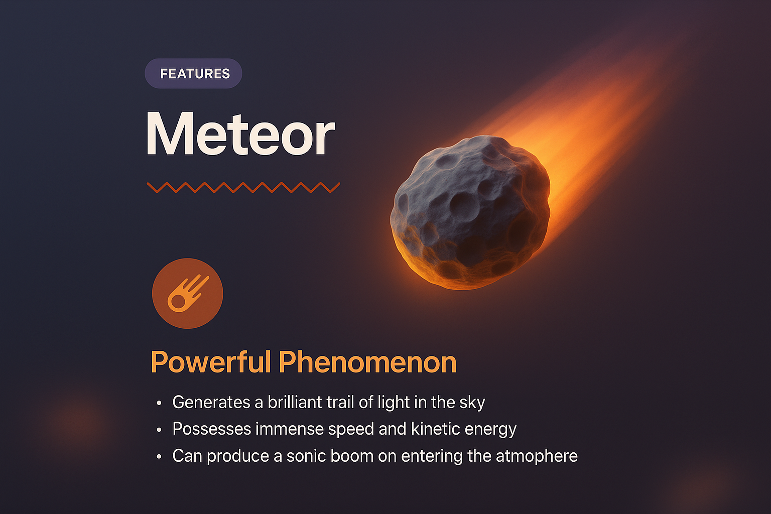 3D Meteor Illustration with Features and Details