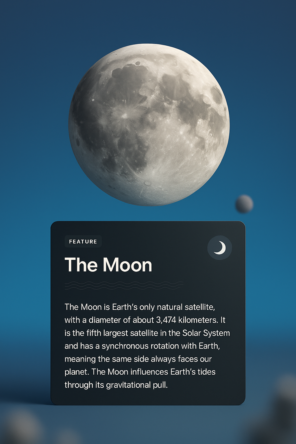3D Moon Display with Feature Block
