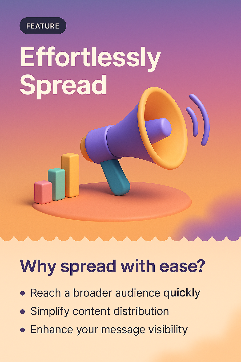 3D Illustration Landing Page Design for Effortlessly Spread Feature