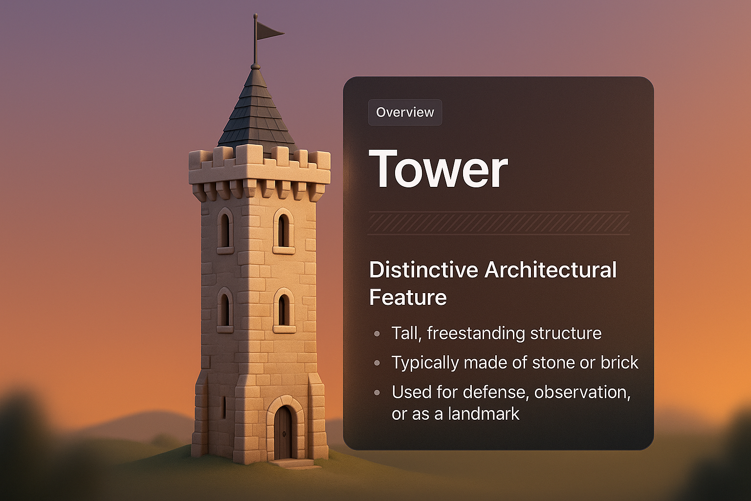 3D Tower Concept with Stylish Info Blocks