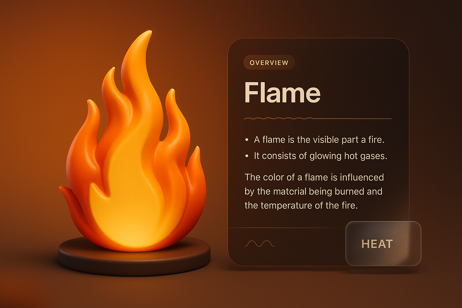 3D Flame Illustration with Web Design Elements