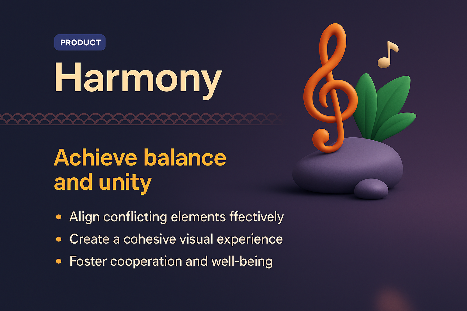 3D Illustration of Harmony with Musical Elements