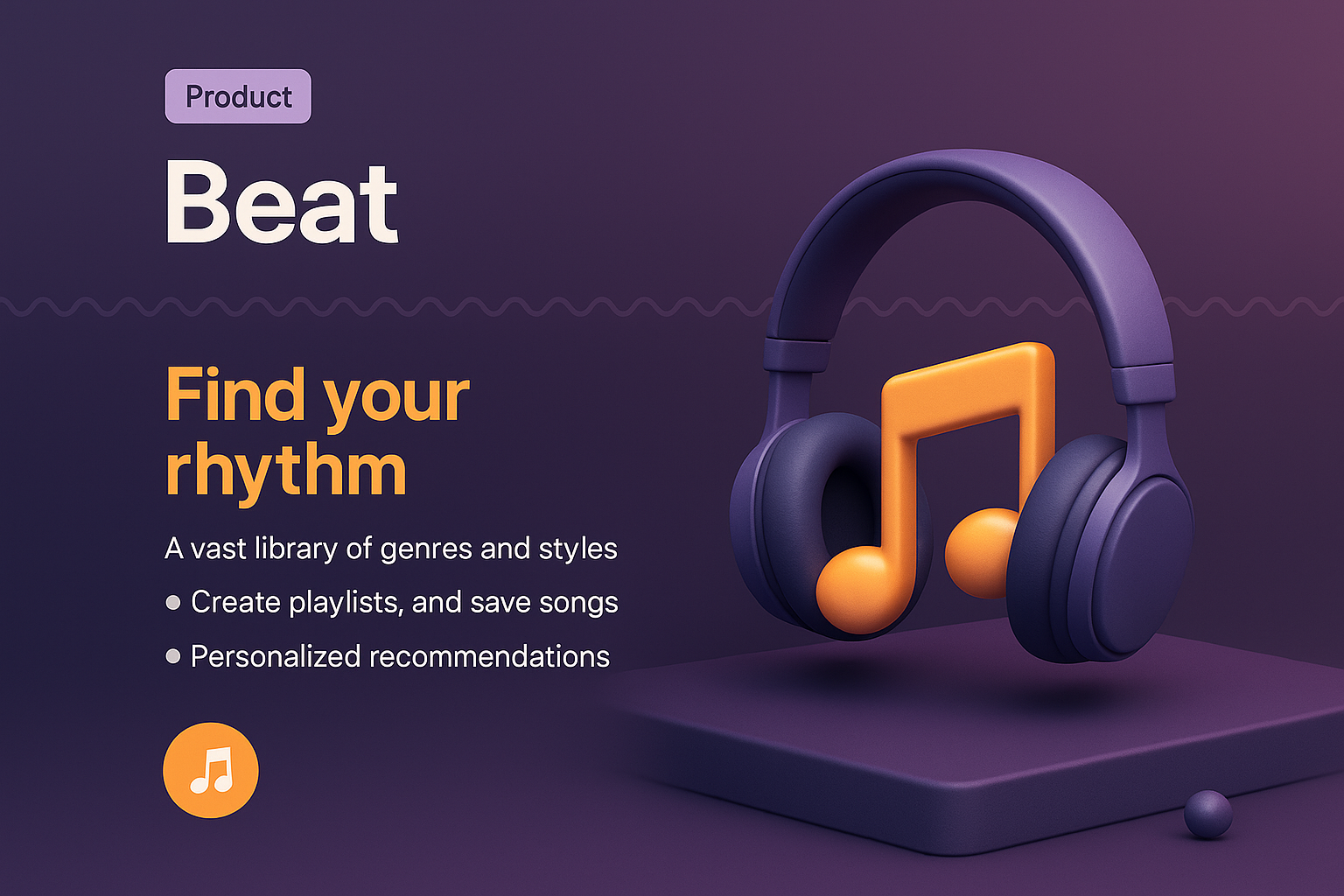 Three-Layered Composition Featuring 3D Headphones and Music Note