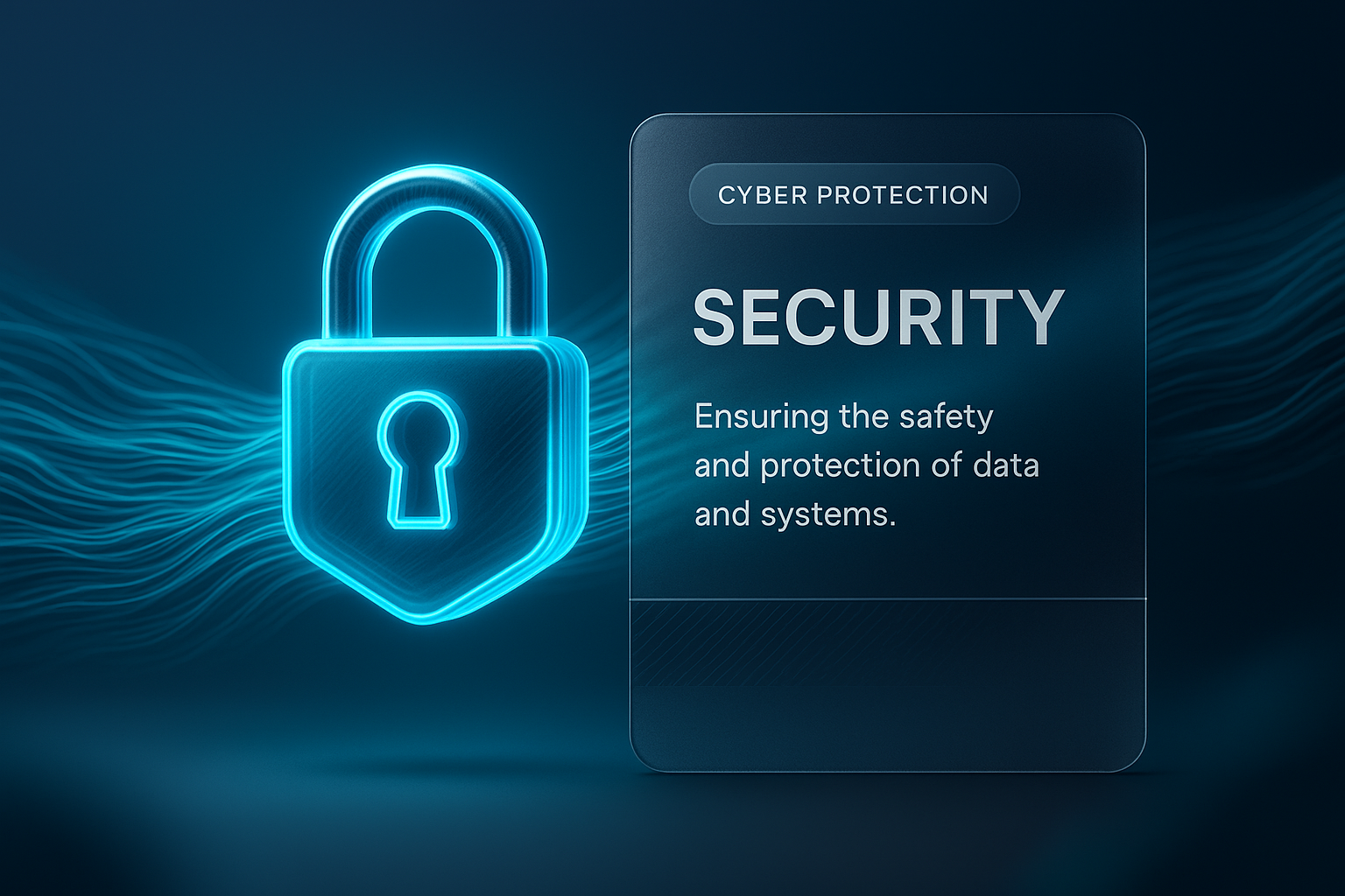 Cyber Security Concept with Lock Symbol and Data Flow Visualization