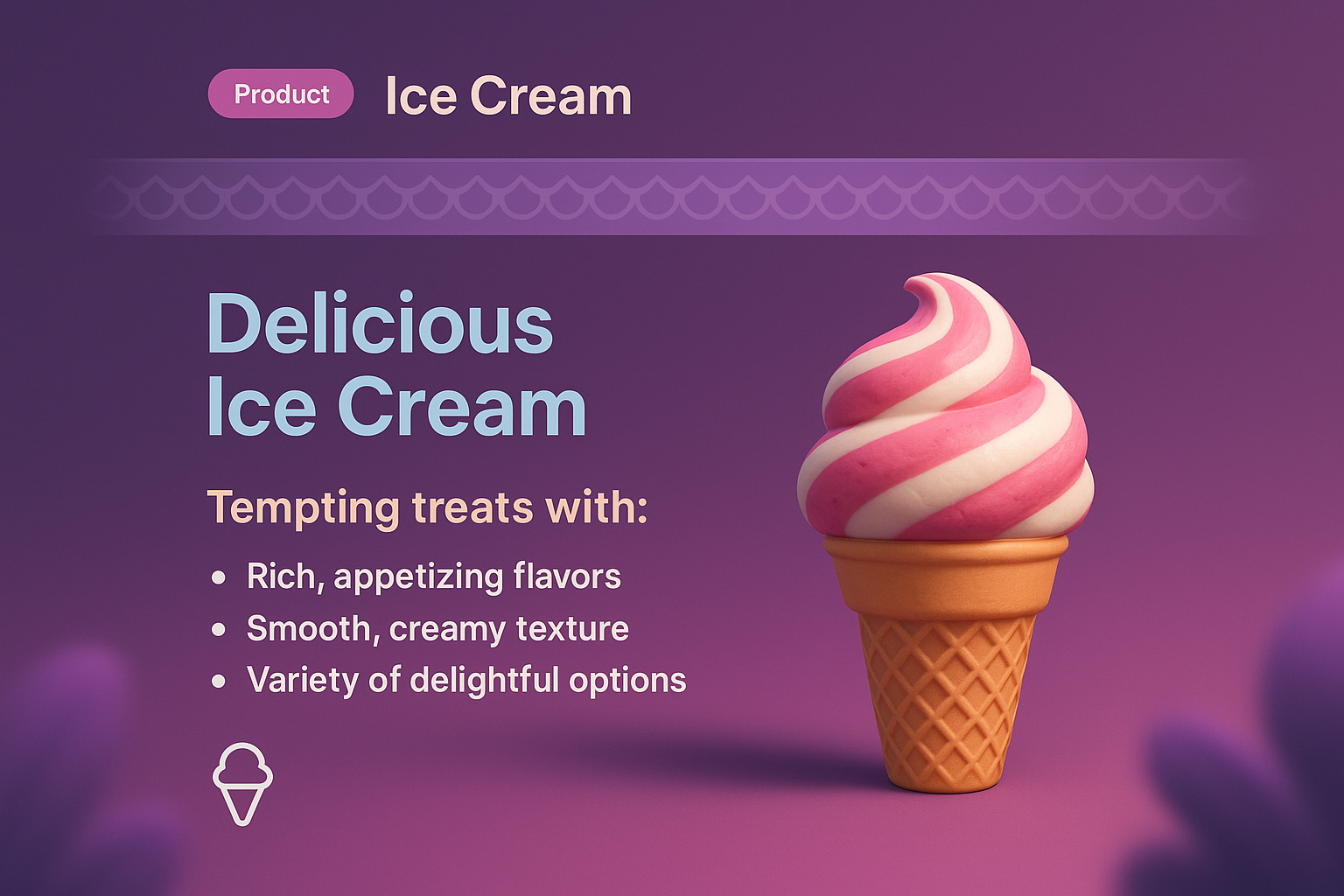 Delicious 3D Ice Cream Illustration for Creative Landing Page