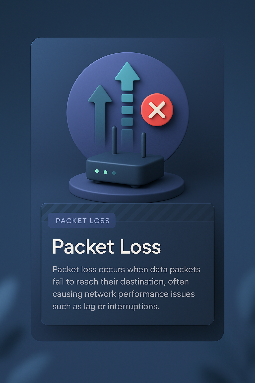 Dynamic 3D Illustration Representing Packet Loss Concept