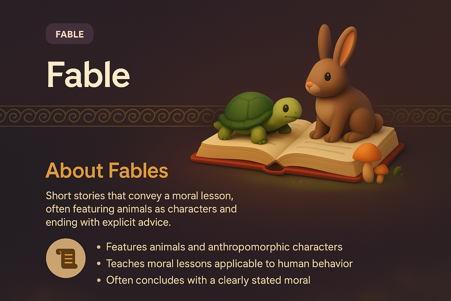 3D Illustration of a Fable with Animal Characters