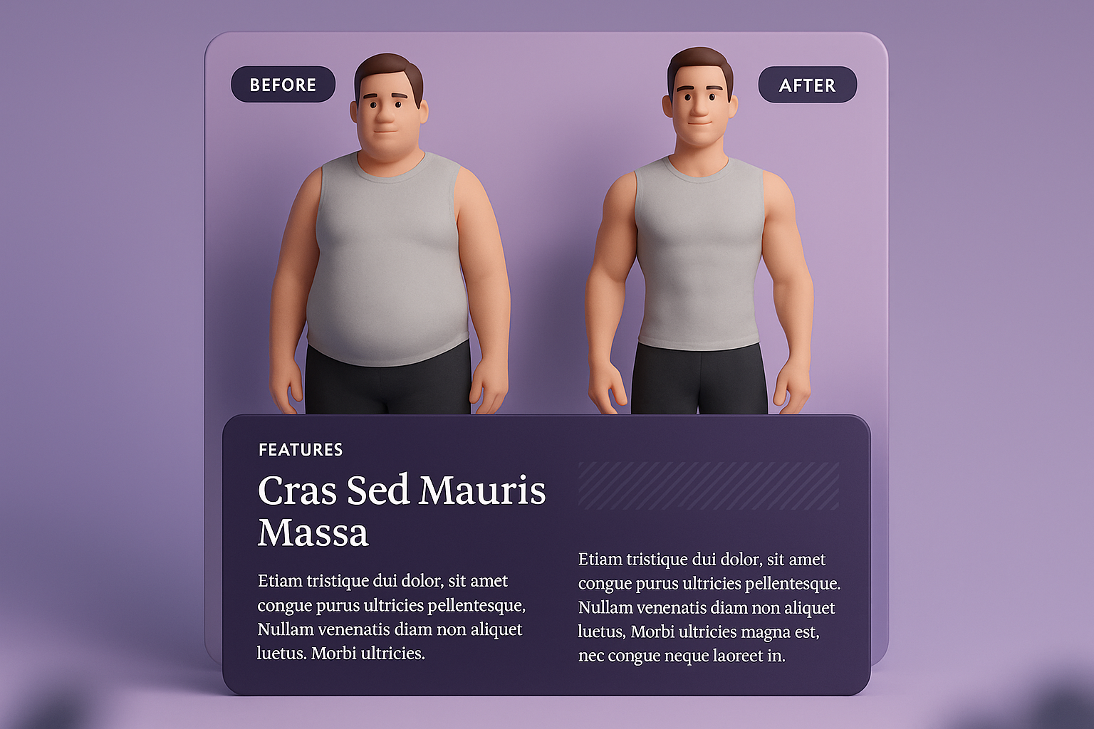 Before and After Fitness Transformation Illustration