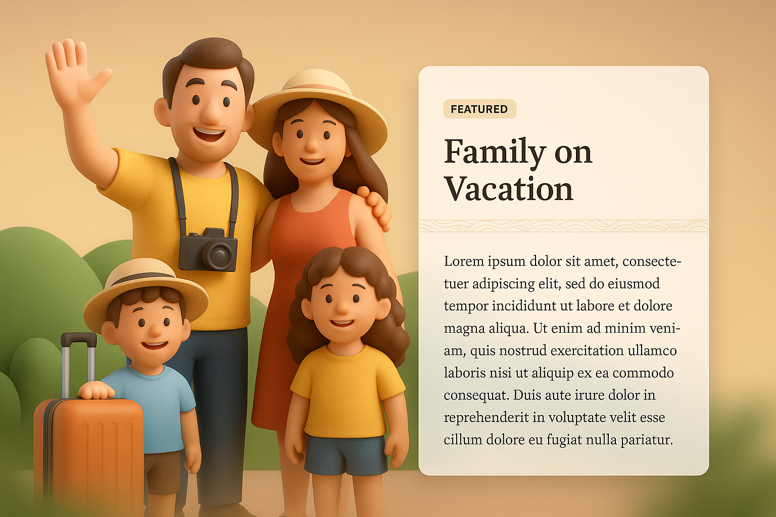 Family Vacation: Joyful Moments Captured in 3D Illustration