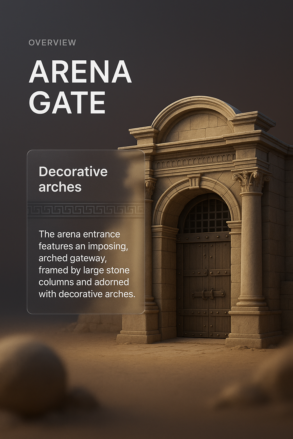 3D Illustration of Arena Gate with Decorative Arches