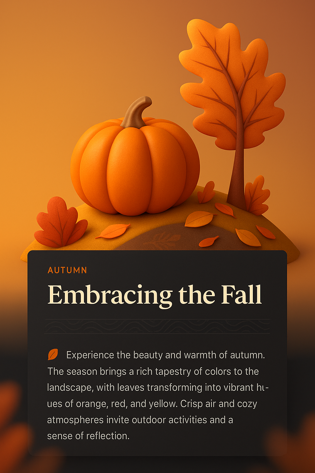 3D Autumn Illustration with Cozy Fall Theme