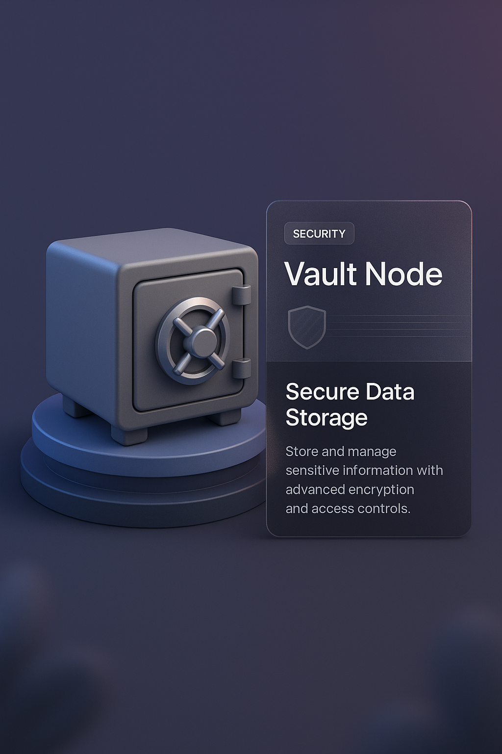 3D Vault Node Design with Stylish Effects and Labels