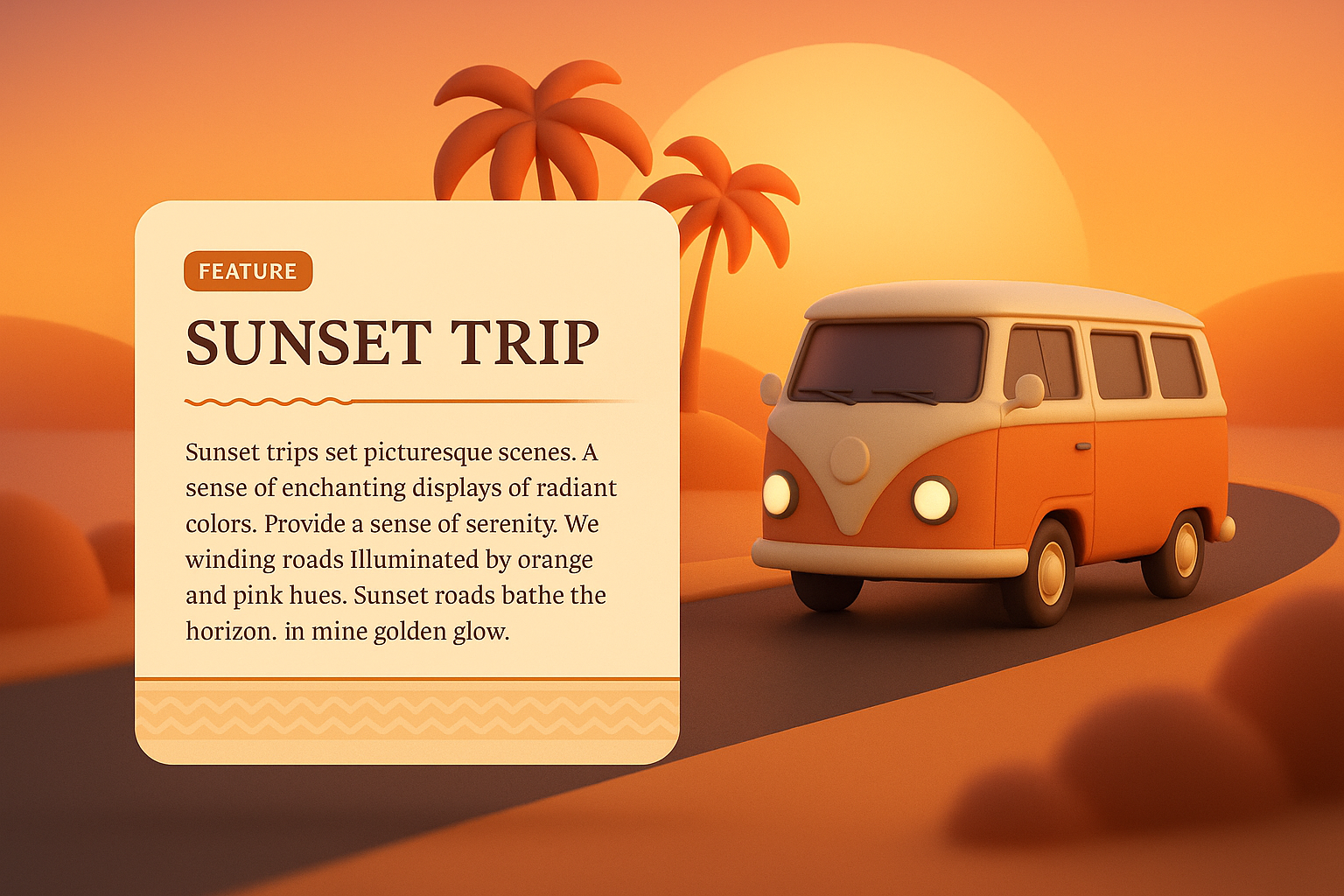 Enchanting Sunset Trip with Scenic Van and Palms