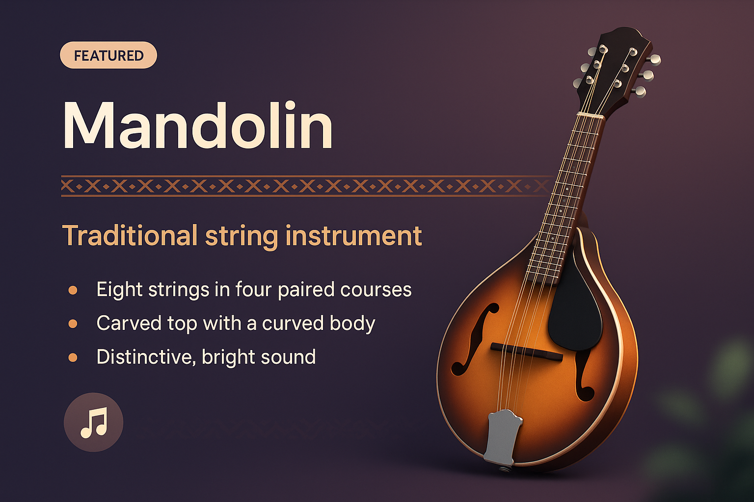 Stylish Mandolin: A 3D Illustration of a Classic Instrument