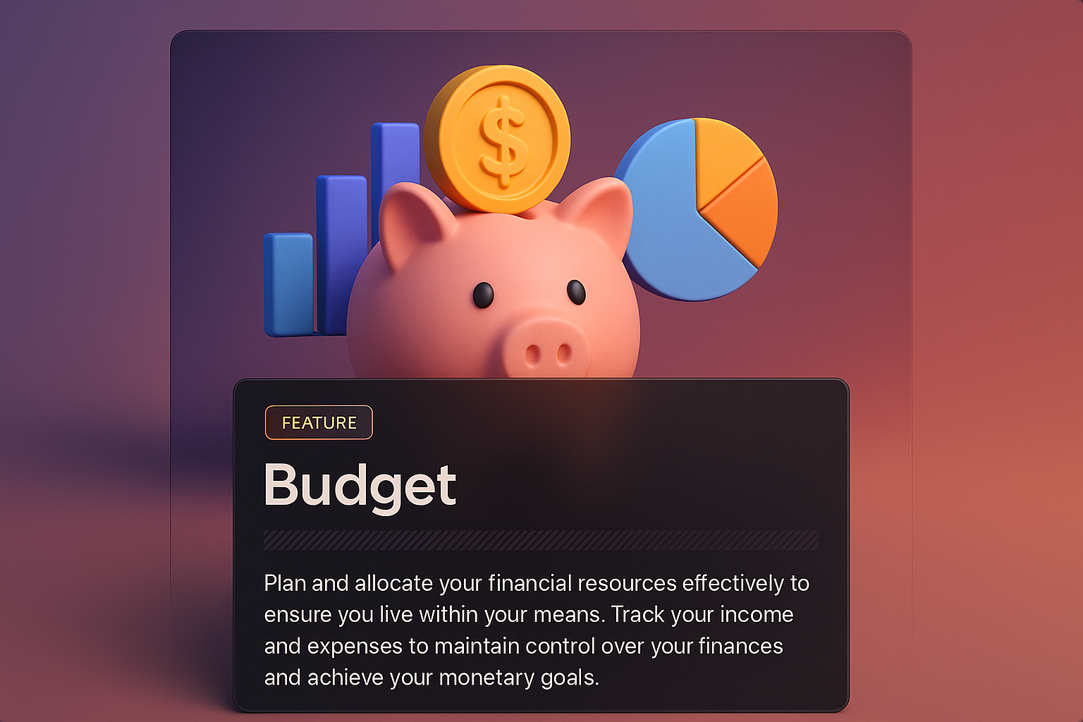 3D Budget Design with Piggy Bank and Graphs
