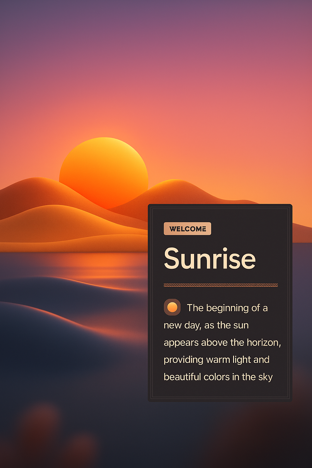 Stunning Sunrise Illustration with Integrated Text Blocks