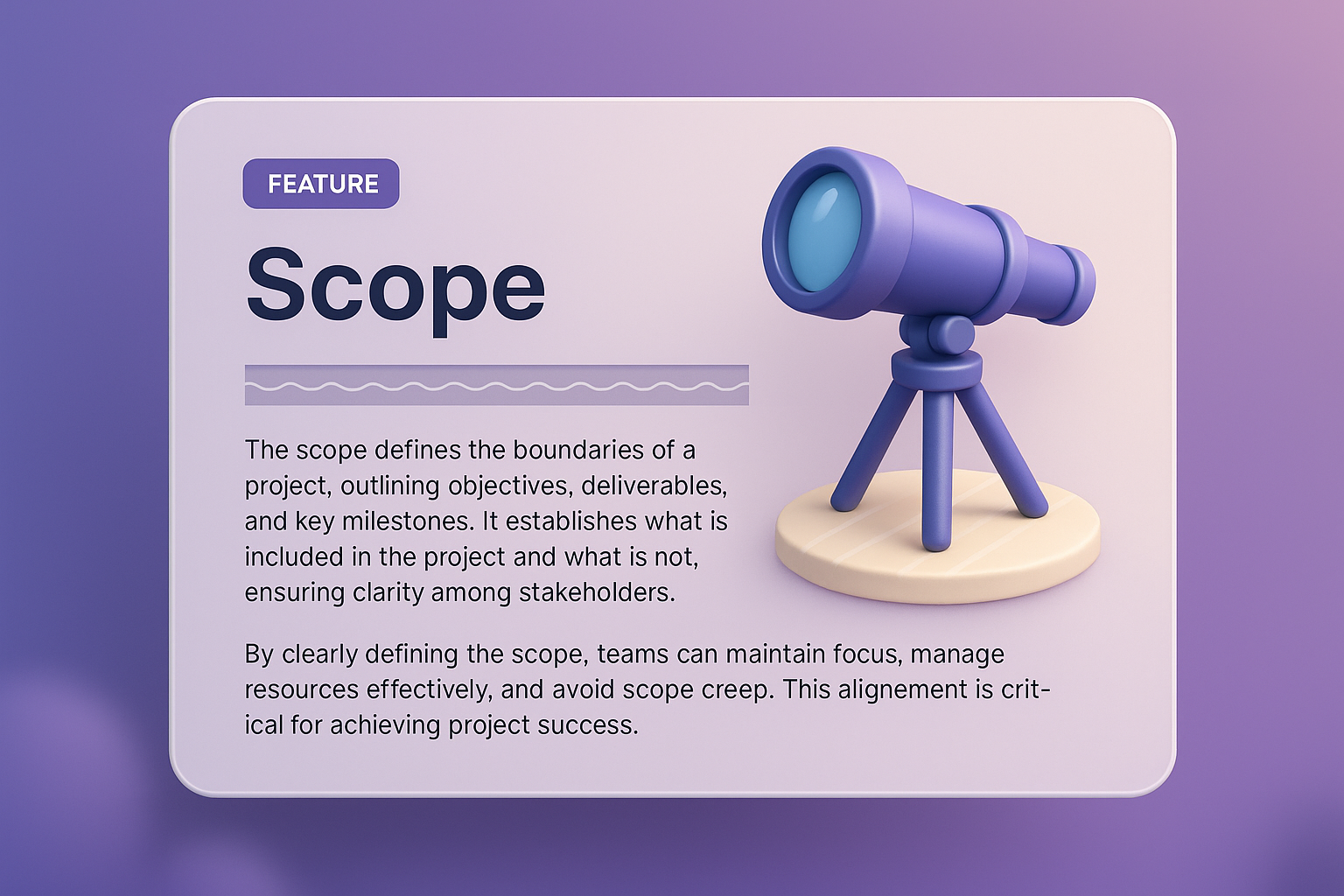 3D Web Design Illustration Featuring Project Scope