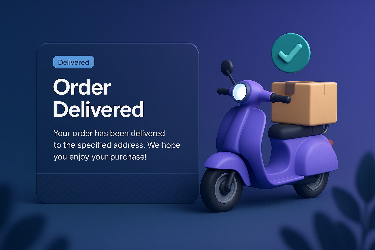 3D Illustration of Order Delivery on a Scooter