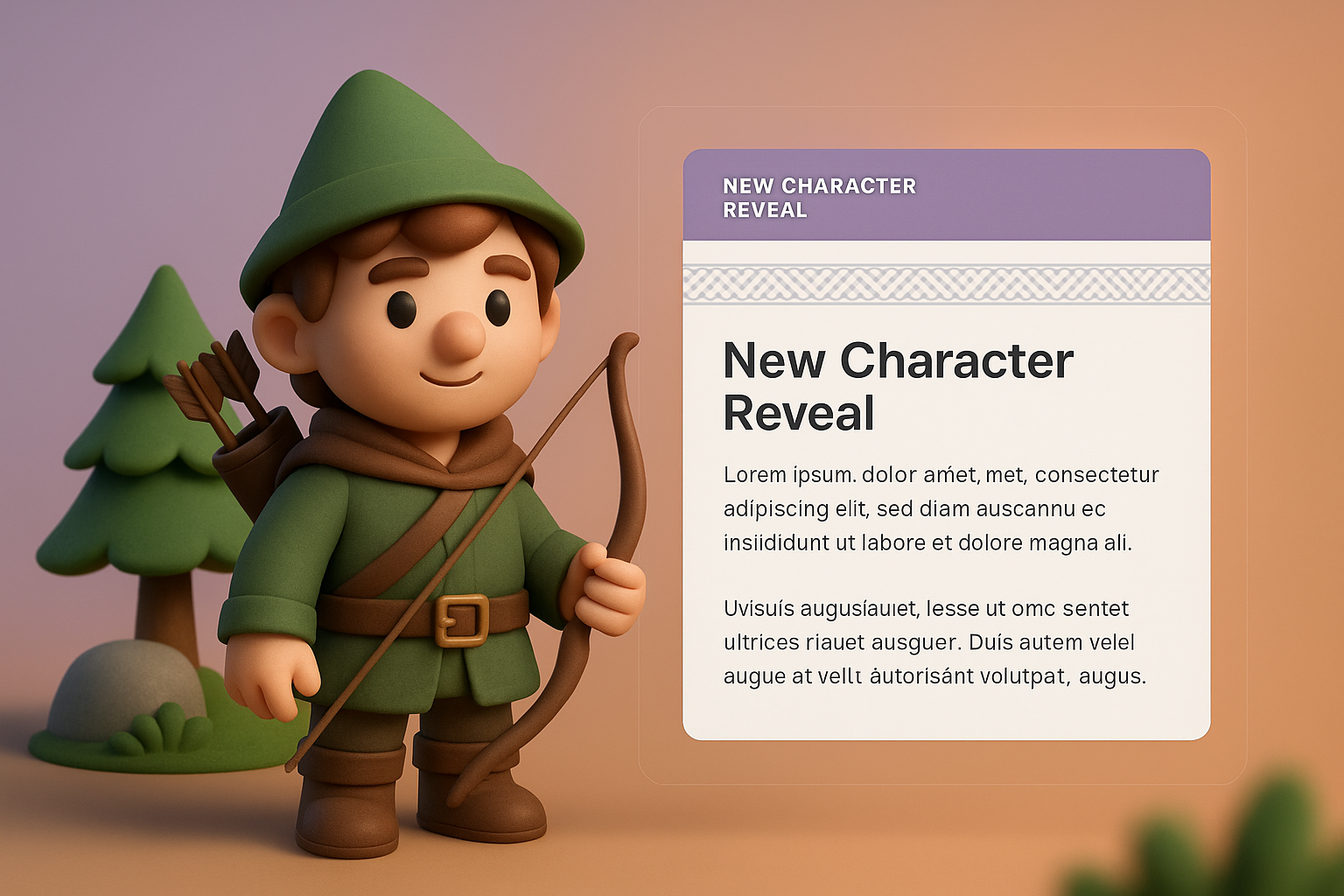 New Character Reveal with 3D Illustration and Design Elements
