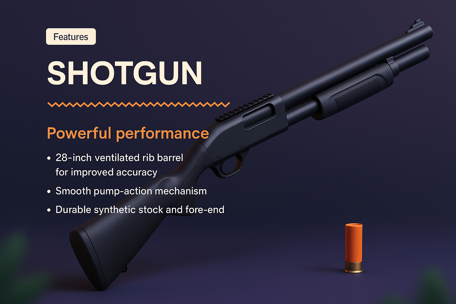 Stylish 3D Presentation of Shotgun Features