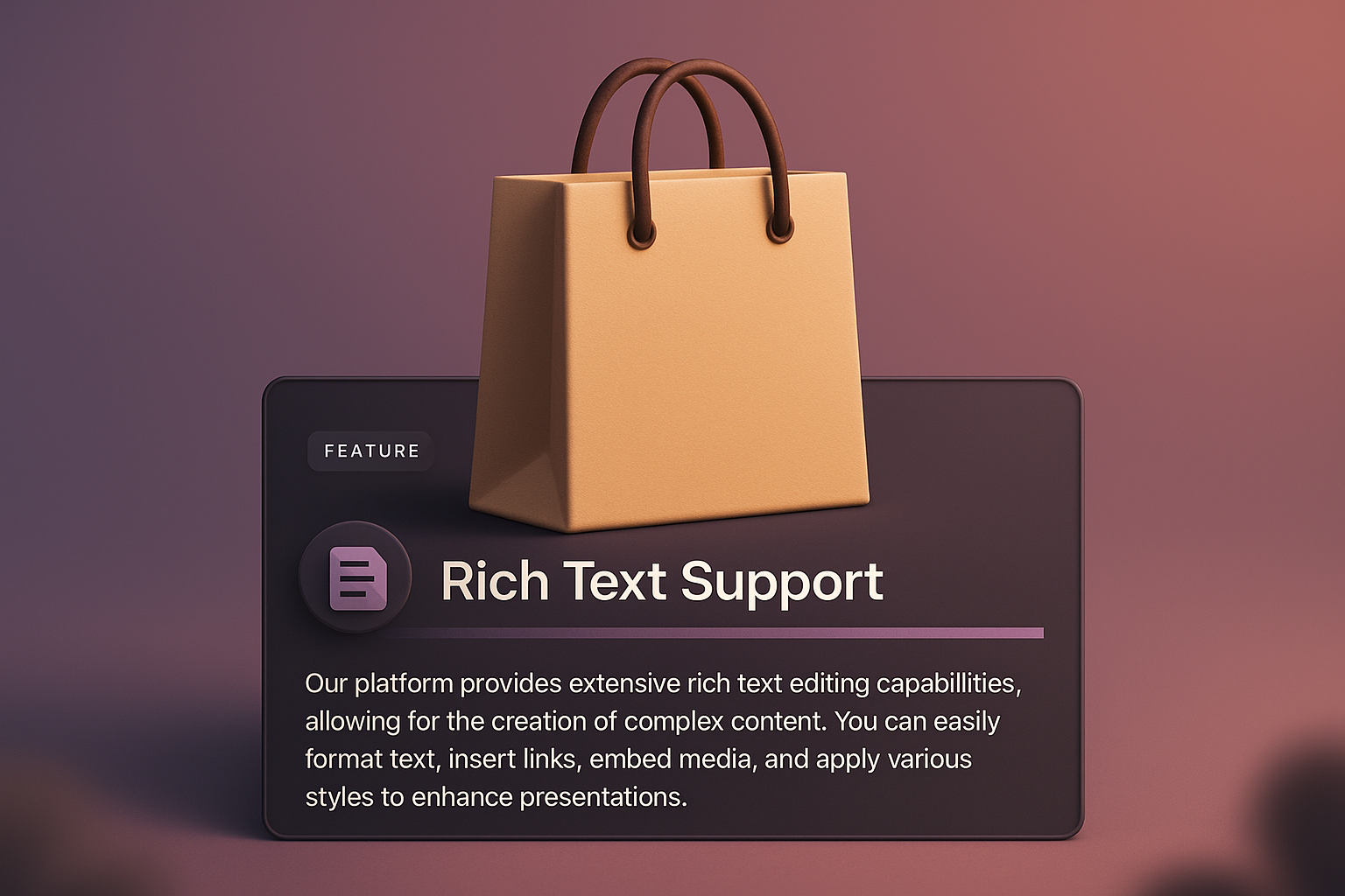 Stylish 3D Shopping Bag with Rich Text Feature