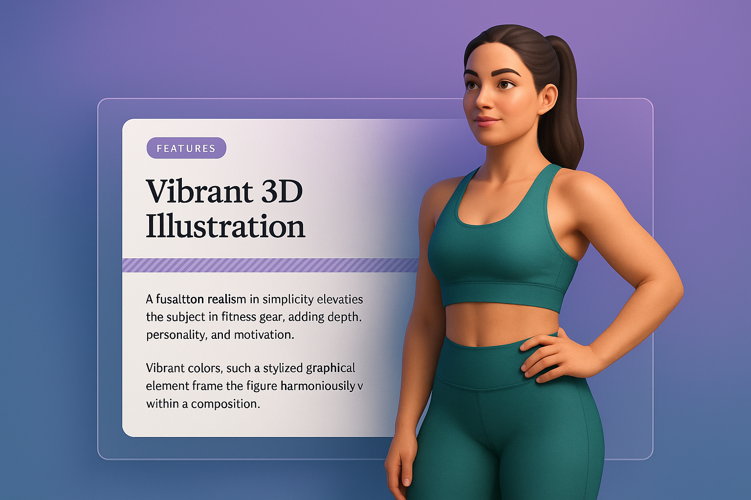 Vibrant 3D Illustration of a Woman in Fitness Attire