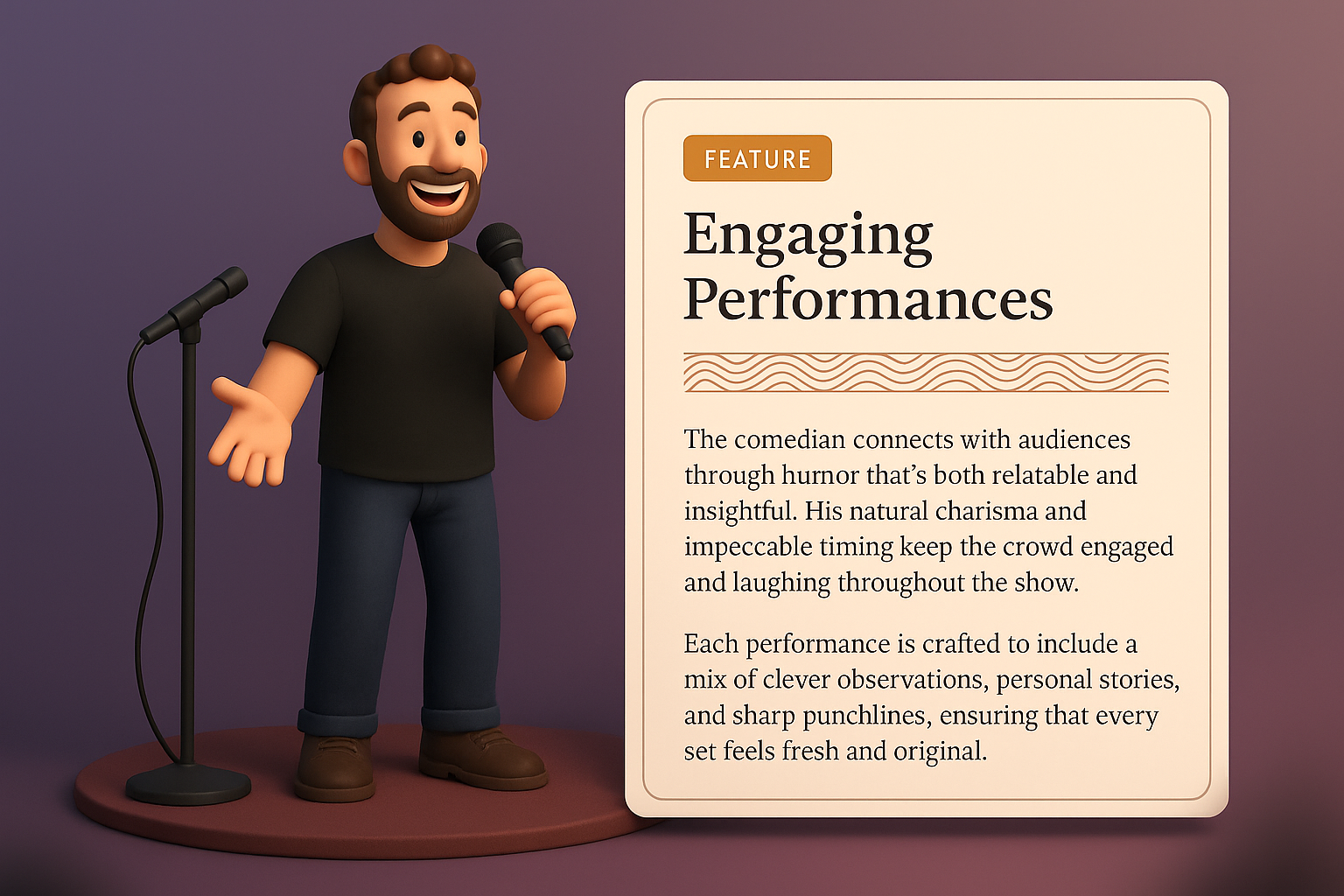 Stand-Up Comedian on Stage with Engaging Performance Feature