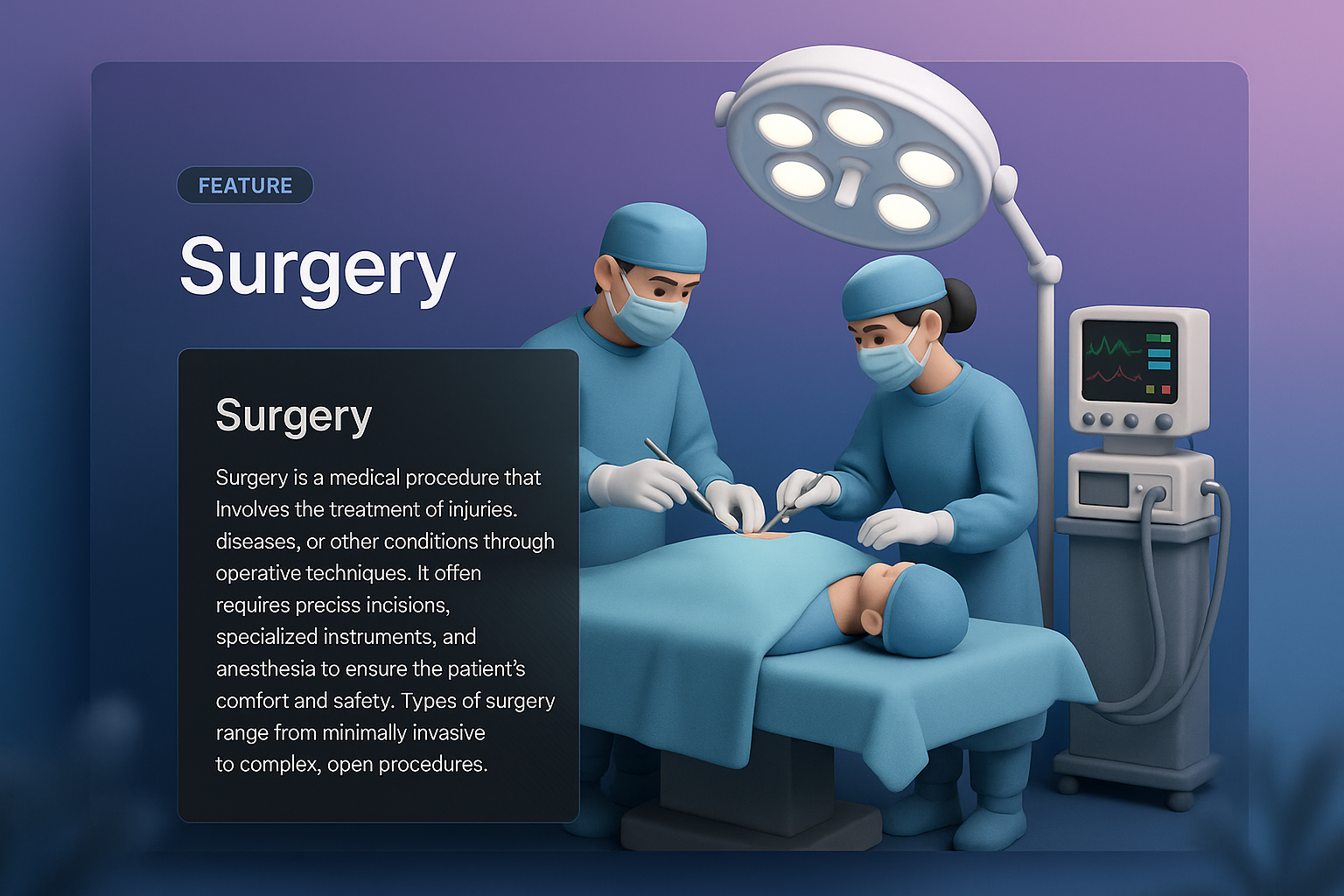 3D Design for Surgical Web Page Featuring Detailed Features