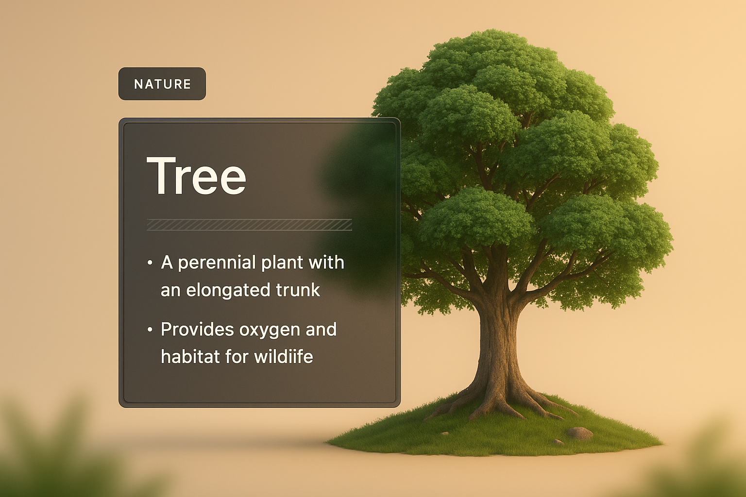 3D Illustration of a Tree with Integrated Text Block