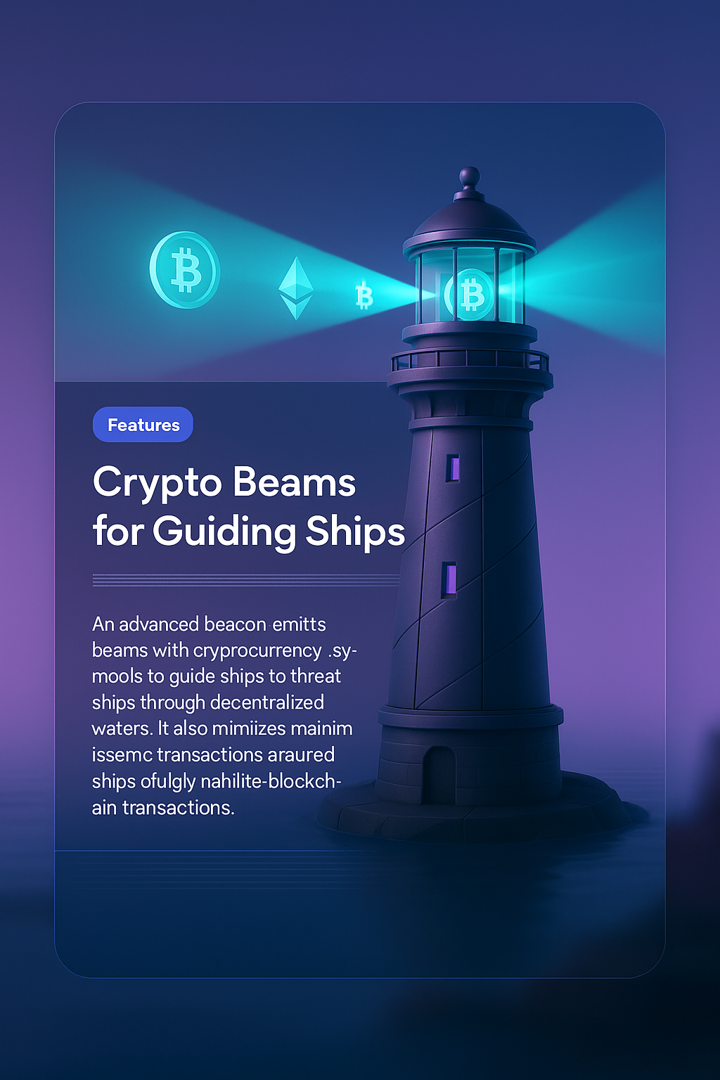 Futuristic Lighthouse with Crypto Beams Guiding Ships