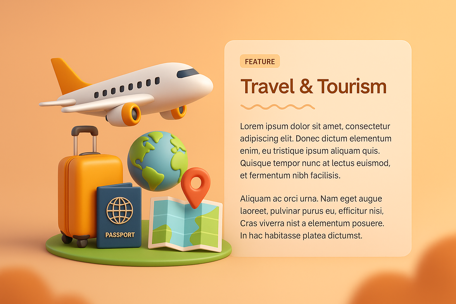 Engaging Travel & Tourism 3D Visual Design for Web Page