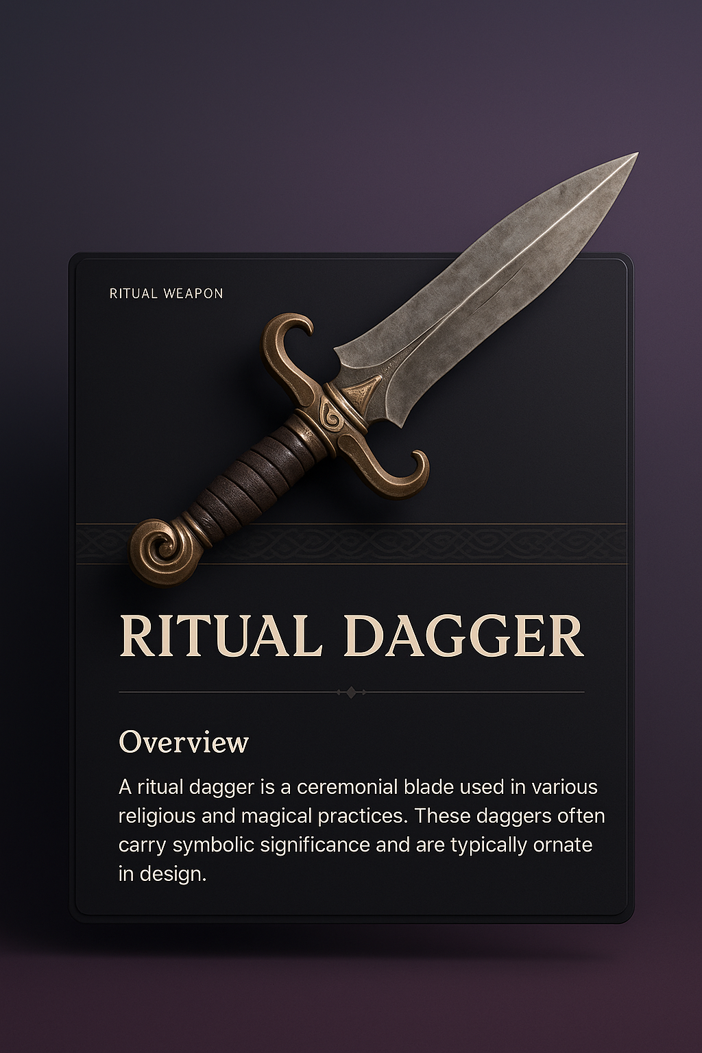 3D Illustration of a Ritual Dagger with Elegant Design Elements