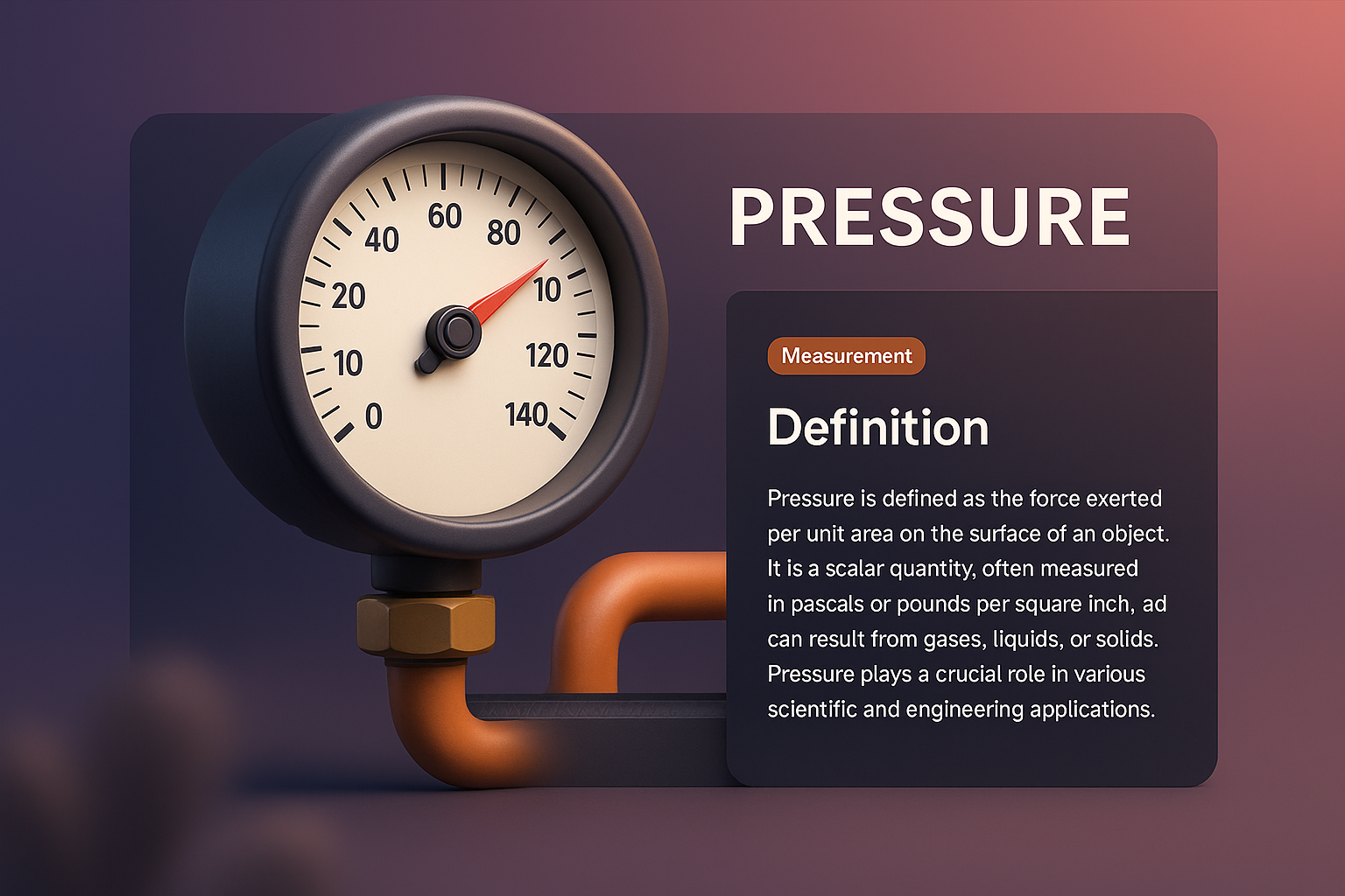 3D Illustration of Pressure Gauge with Definition